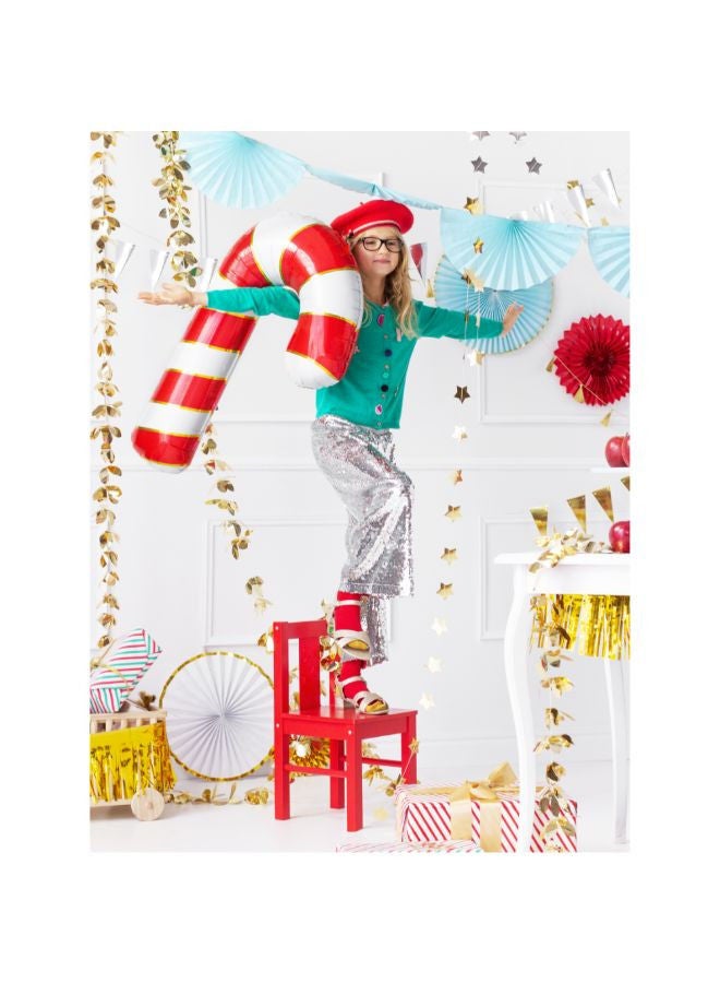 PartyDeco Foil balloon Candy cane, 50x82cm, red - Image 2