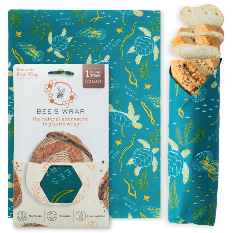Bee's Wrap Beeswax Wraps for Bread - Beeswax Bread Wrap for Sourdough & Bread Storage - Made in USA Reusable Natural Food Wrap - Ocean - Image 1