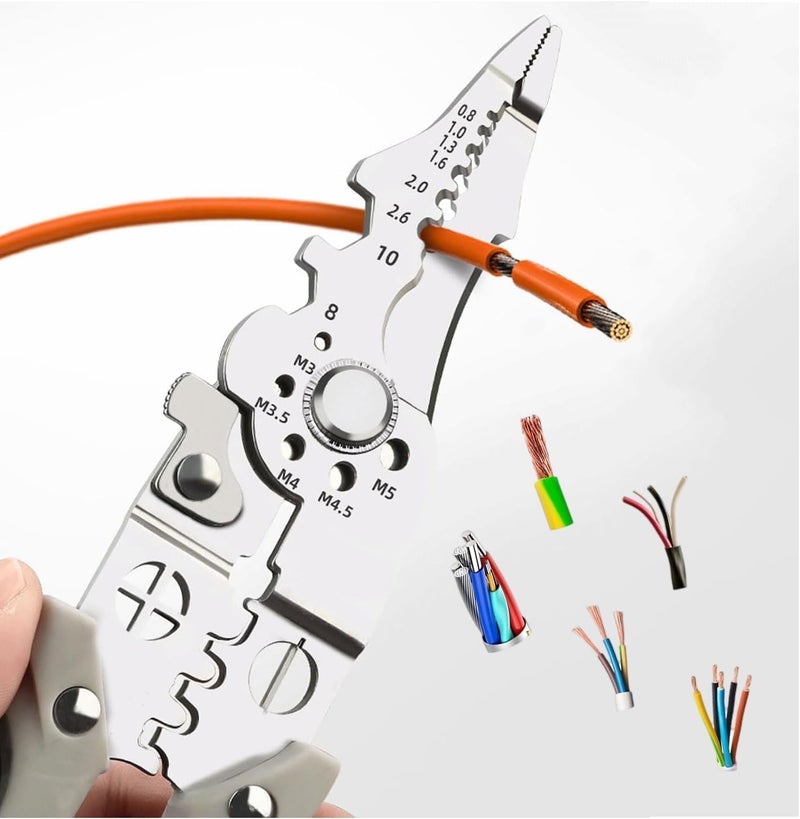 Jenon All-in-1 Multifunction Wire Stripper Tool | Stainless Steel Wire Cutter, Crimper & Cable Stripper | Multi-Function Hand Tool for Wiring & Electrical Work(GRAY BLACK) - Image 4