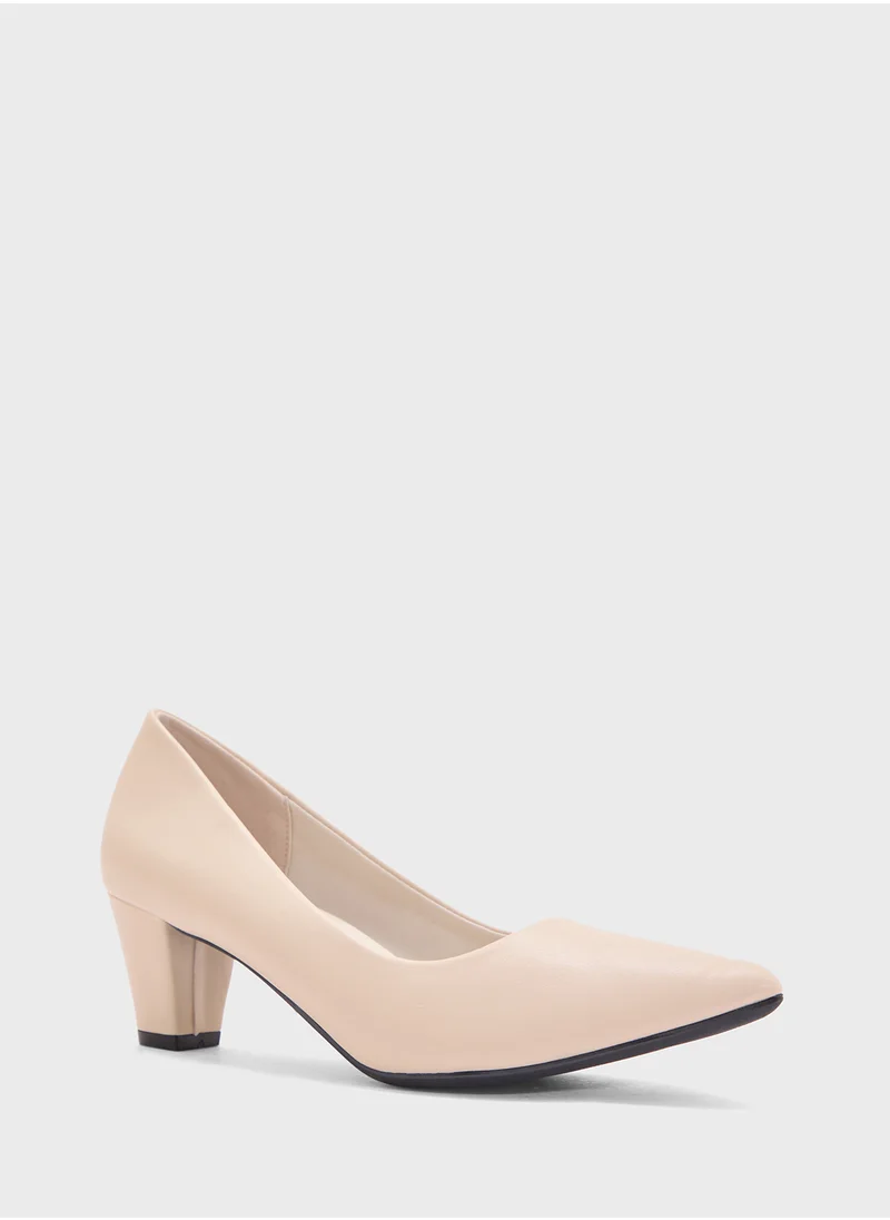 SD.Felano Mid Block Heel Pointed Pump