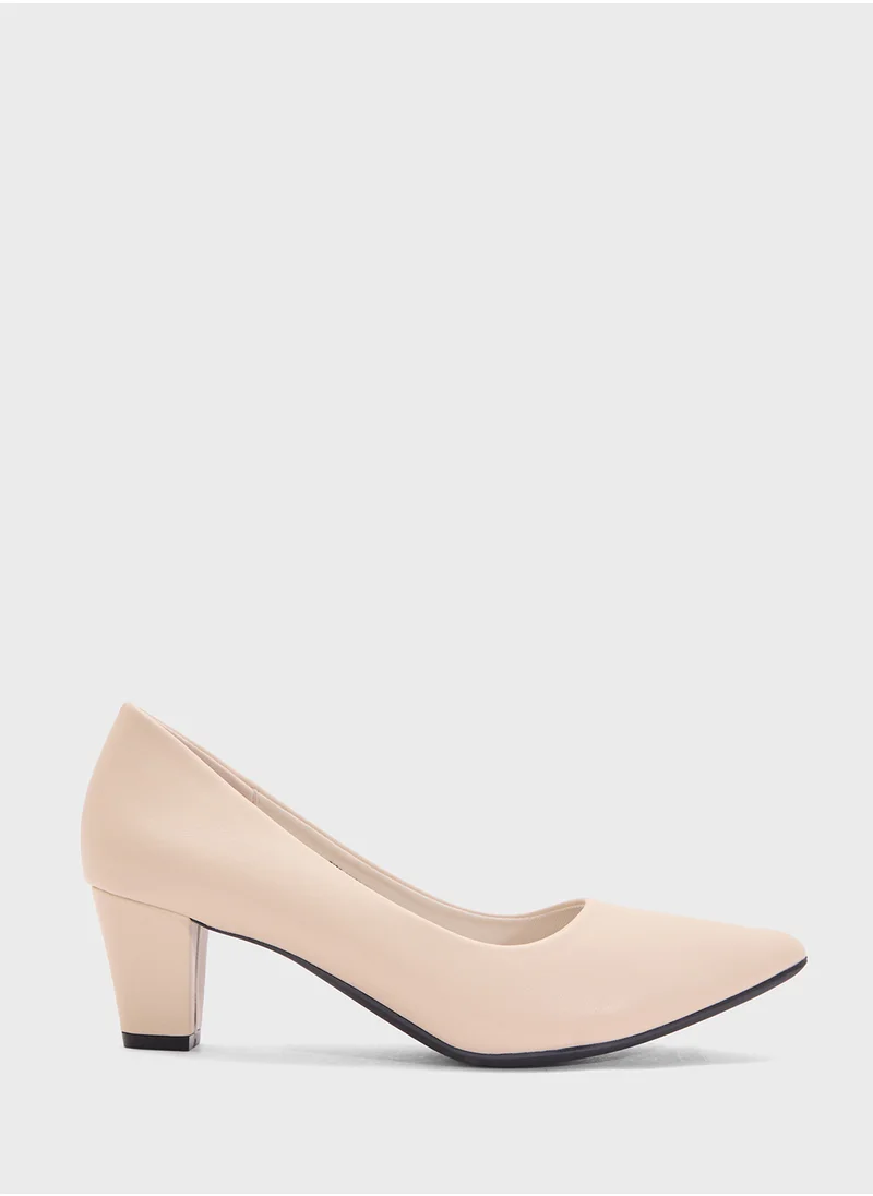 SD.Felano Mid Block Heel Pointed Pump
