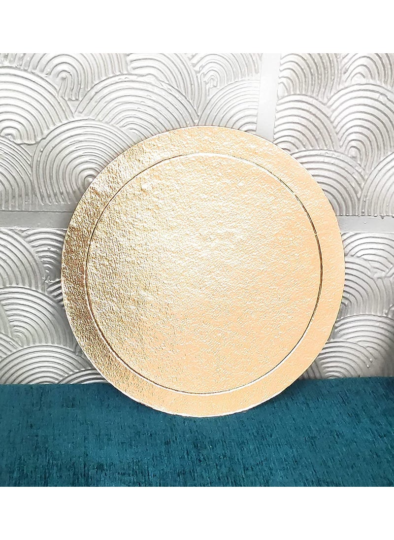 BAKING SET Baking Set Cake Base 5 Piece Mill Board Round 12 Inches Diameter Golden Color Miller Board  - Image 2