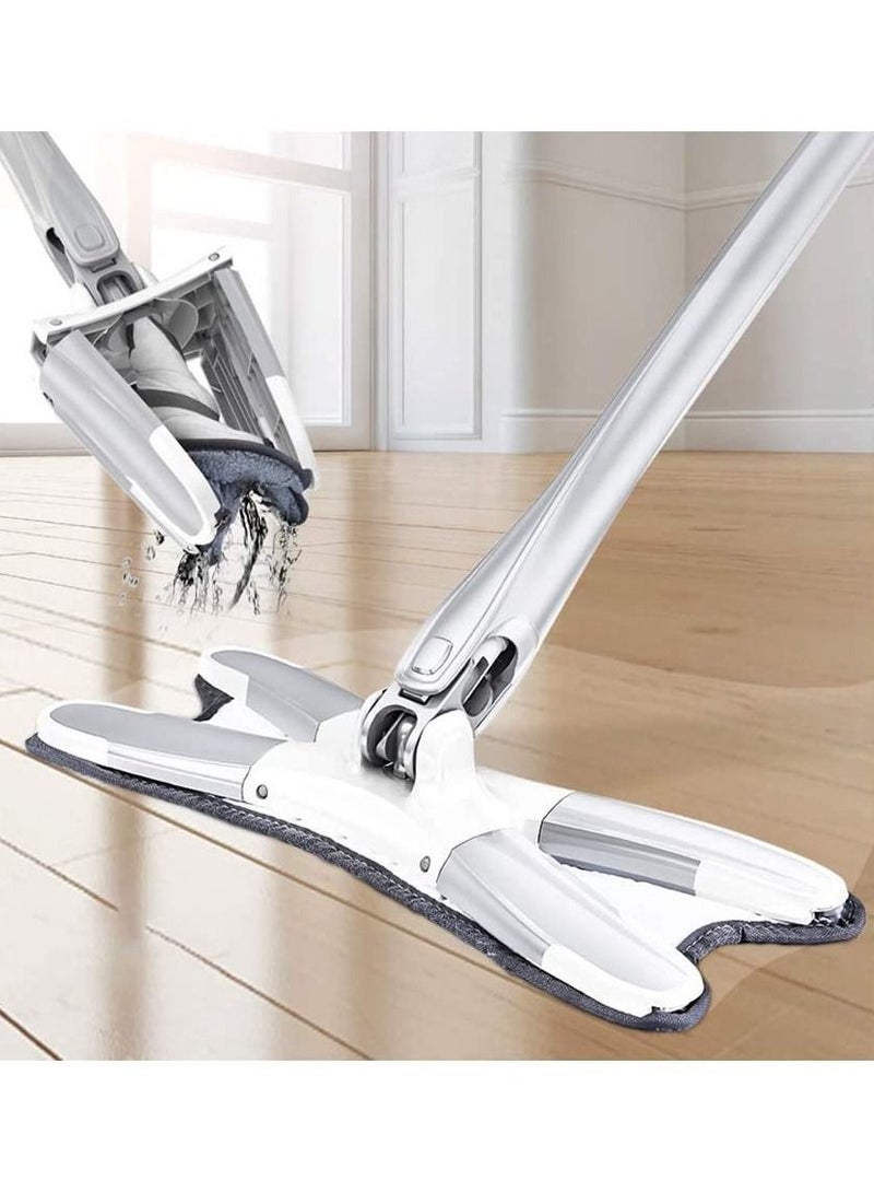 X-type Floor Clean Mop with 360 Rotating Head, Microfiber Floor Mop Hand-free wash Flat Mop Manual Extrusion Household Cleaning Tools with 6pack Replacement Mop Cloths - Image 1