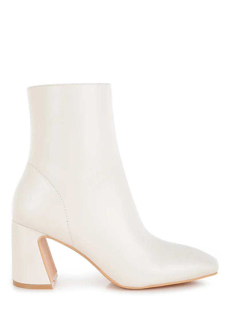 London Rag Women's Square Toe Ankle Boots in Off White