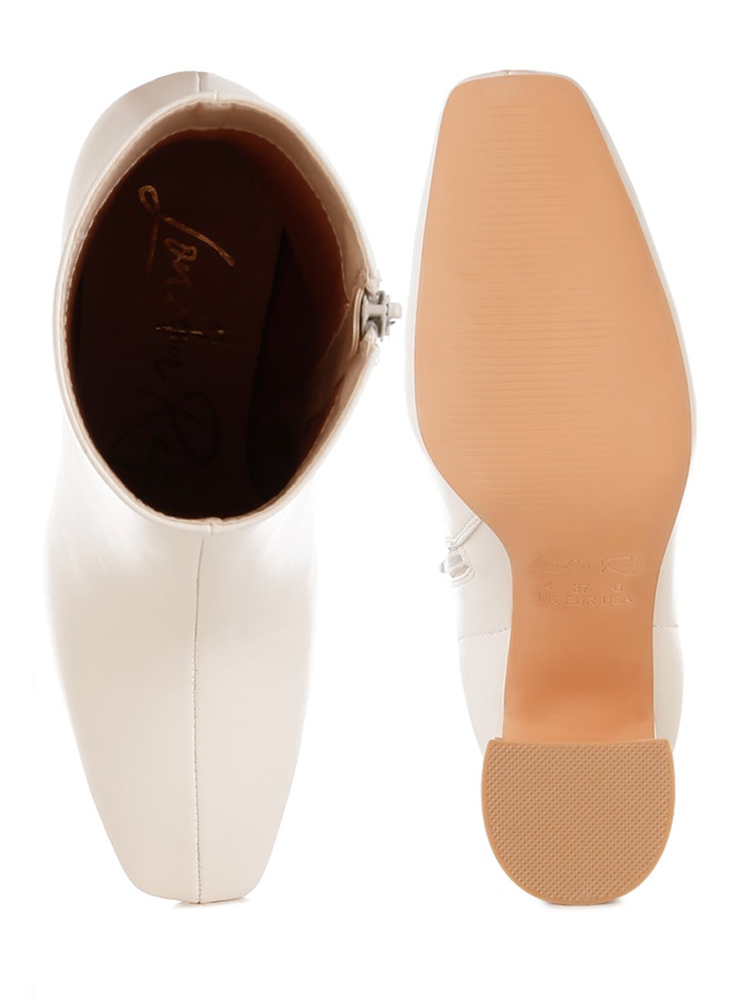 لندن راج أحذية الكاحل النسائية ذات المقدمة المربعة من لندن راغ باللون الأبيض الفاتح - Image 4