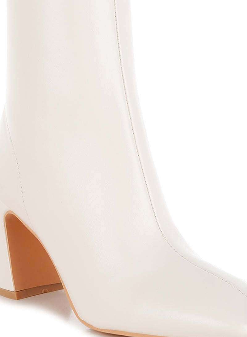 لندن راج أحذية الكاحل النسائية ذات المقدمة المربعة من لندن راغ باللون الأبيض الفاتح - Image 5