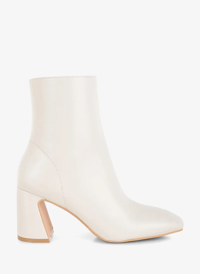 London Rag Women's Square Toe Ankle Boots in Off White