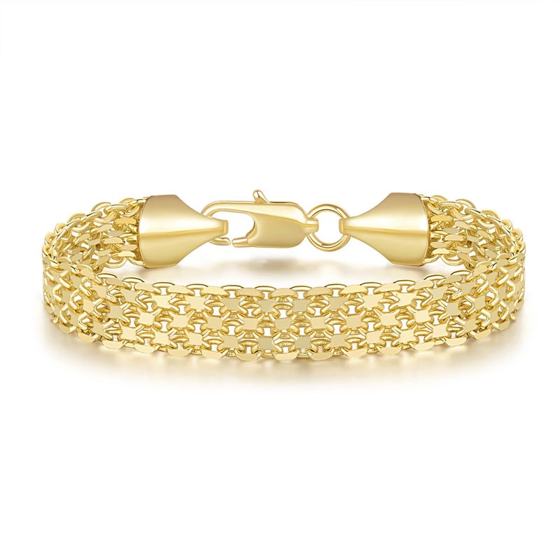 CISSIEPERAL Bracelet 14K Gold Bracelets for Women Gold Bracelets for Women's Widen Chain Bracelet Jewelry Gift for Women 6.5/7/7.5/8/8.5in - Image 1