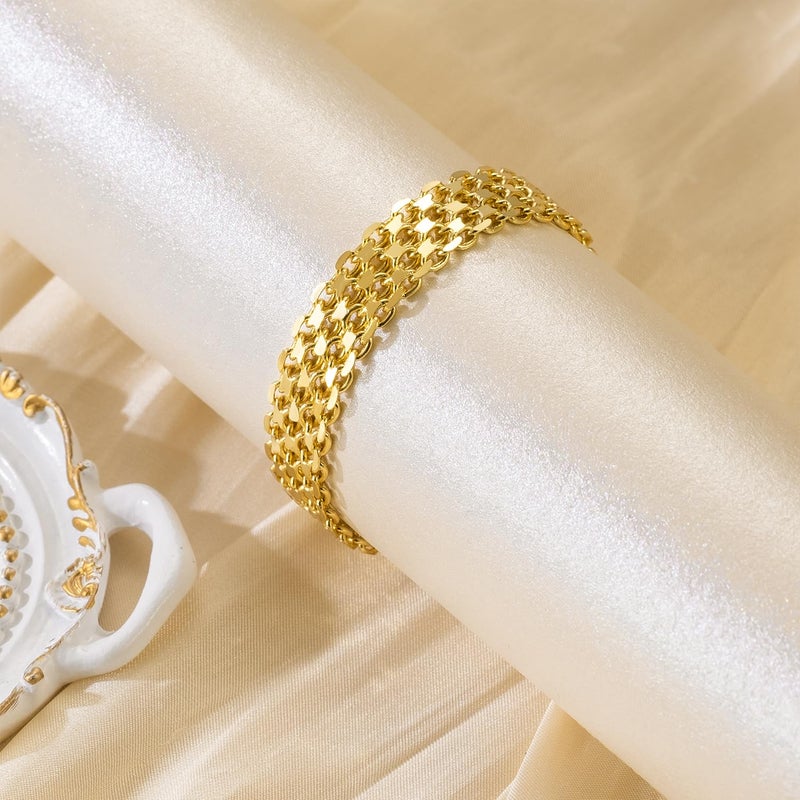 CISSIEPERAL Bracelet 14K Gold Bracelets for Women Gold Bracelets for Women's Widen Chain Bracelet Jewelry Gift for Women 6.5/7/7.5/8/8.5in - Image 5
