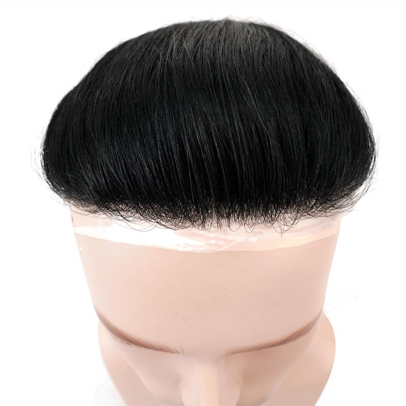 Lordhair قطعة شعر أمامية للرجال من لورد هير، توبي، نظام شعر بشري، شكل V، نظام استبدال خط الشعر الطبيعي، قطعة شعر 6 * 1.5 بوصة للرجال، أسود داكن 1# - Image 5