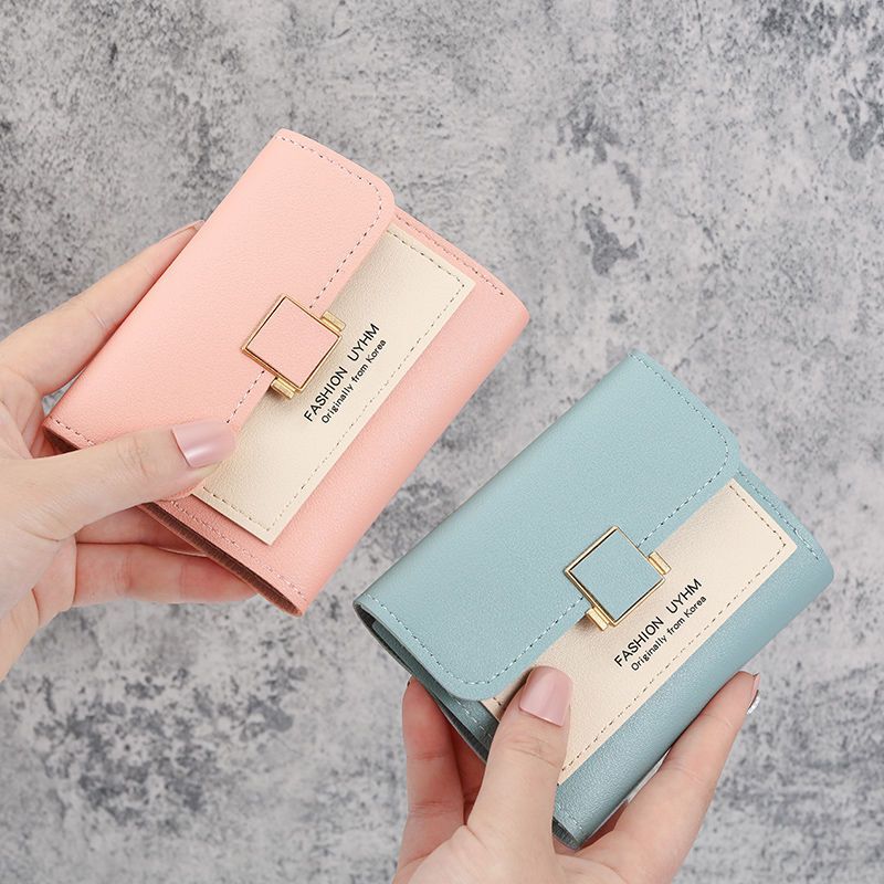 Multifunctional Solid Color PU Leather Wallet, RFID Blocking Design Portable Daily Storage Purse for Cards Cash Coin Business Use - Image 1