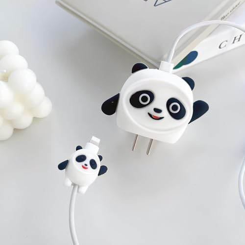 INEFABLE Charger Case Cover Protector with 3D Cute Pattern for iPhone Charger only 18W & 20W, Data Charging Cable Wire Saver Protective Cable Cover Full Protection - Set of 1 (White Panda) - Image 2