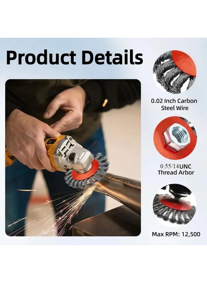 4Pcs 4 1 2 Inch Angle Grinder Wire Cup Brush Set Metal Rust Remover Tool - Image 5