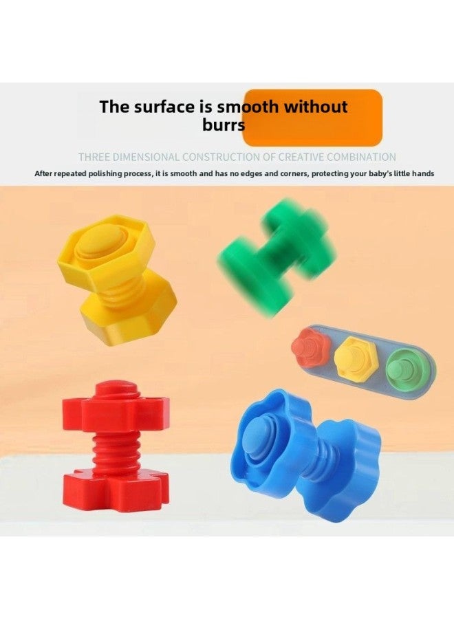 Children's Screw Suit Toys Infants 1-3 Years Old Baby Combination Disassembly And Assembly Building Blocks Shape Matching Assembly-Color:[bag] 36 Pairs Of Nuts Set + 10 Fixed Plates  - Image 3