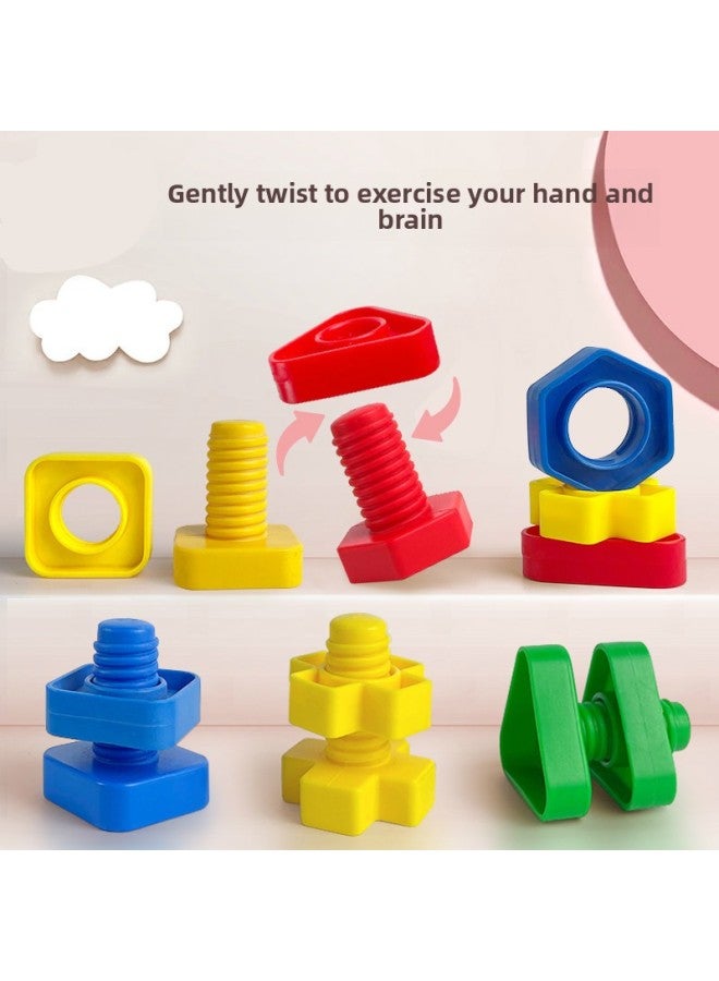 Children's Screw Suit Toys Infants 1-3 Years Old Baby Combination Disassembly And Assembly Building Blocks Shape Matching Assembly-Color:[bag] 36 Pairs Of Nuts Set + 10 Fixed Plates  - Image 2