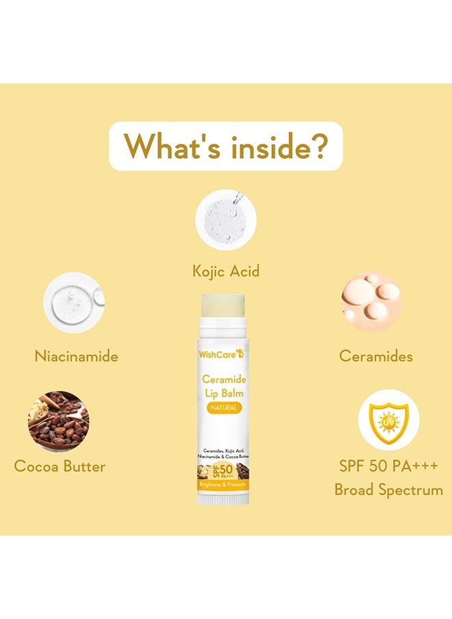 WishCare - Lip Balm with SPF 50 PA+++ - Brightening Lip Balm for Dark Lips with Kojic Acid & Niacinamide - SPF lip balm for Women & Men 5g - Image 1