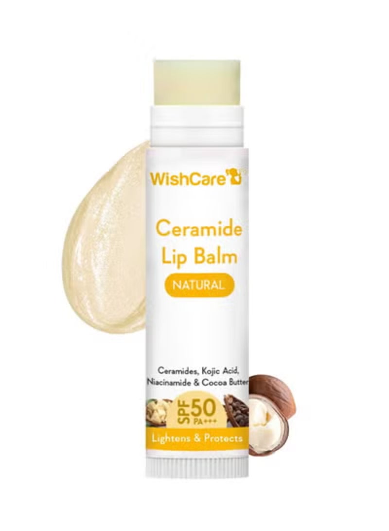 WishCare بلسم شفاه مع SPF 50 PA+++ - بلسم شفاه مضيء للشفاه الداكنة مع حمض الكوجيك ونياسيناميد - بلسم شفاه مع SPF للنساء والرجال 5 جرام - Image 1