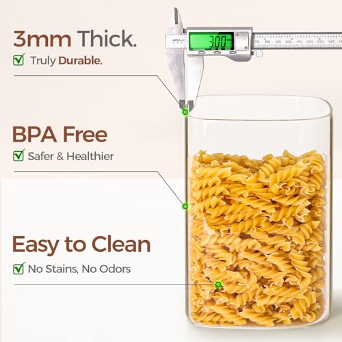 ComSaf 3.6Qt Glass Food Storage Containers, Cereal Storage Containers with Airtight Lids, Large Square Glass Jars with Bamboo Lids, for Rice, Pasta, Oats, Grains, Coffee Beans - Image 4