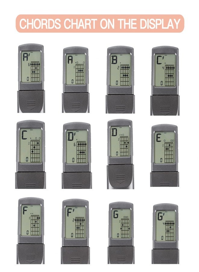 Gueiddi Digital Guitar Chord Trainer, Portable 6-Fret Guitar Practice Training Tool with Rotating Chart Screen, Beginner Practice Tool with Chord Chart Metronome, SCT-80 - Image 4