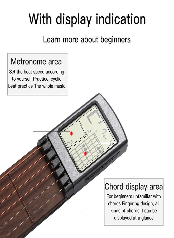 Gueiddi Digital Guitar Chord Trainer, Portable 6-Fret Guitar Practice Training Tool with Rotating Chart Screen, Beginner Practice Tool with Chord Chart Metronome, SCT-80 - Image 3