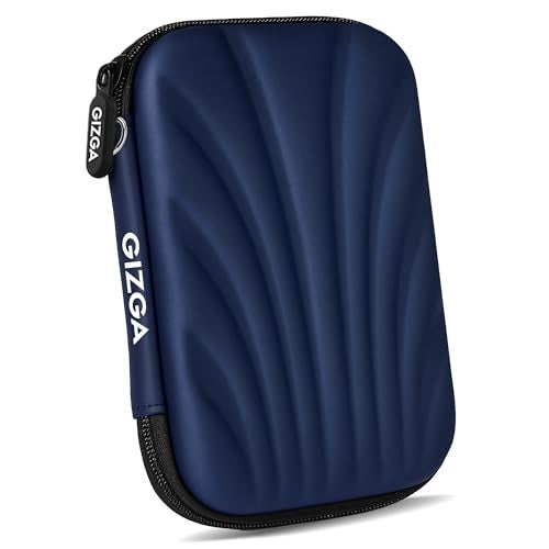 GIZGA essentials Hard Drive Case Shell, 2.5-inch, Portable Storage Organizer Bag for Earphone USB Cable Power Bank Mobile Charger Digital Gadget Hard Disk, Water Resistance Material, Navy Blue - Image 1