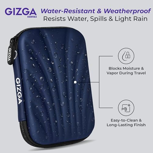 GIZGA essentials Hard Drive Case Shell, 2.5-inch, Portable Storage Organizer Bag for Earphone USB Cable Power Bank Mobile Charger Digital Gadget Hard Disk, Water Resistance Material, Navy Blue - Image 4