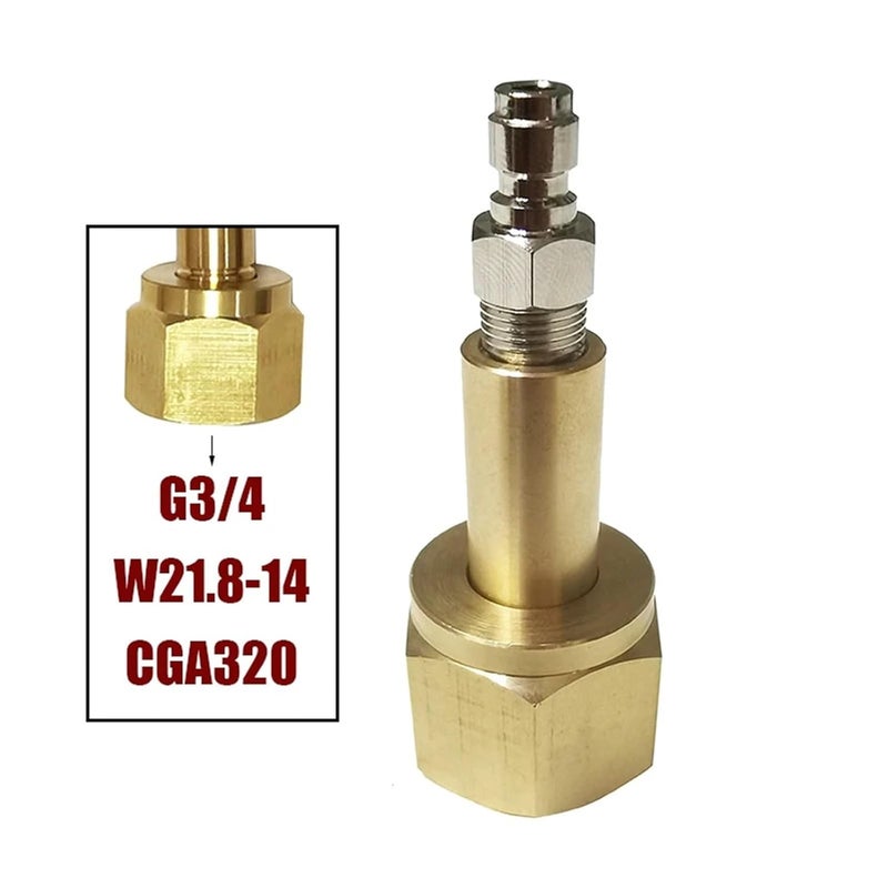 CO2 Carbon Dioxide Tank CGA320 G3/4 W21.8 Nut Nipple Fittings 8mm Quick Disconnect Coupler Soda Maker Sparkling(CGA320) - Image 2