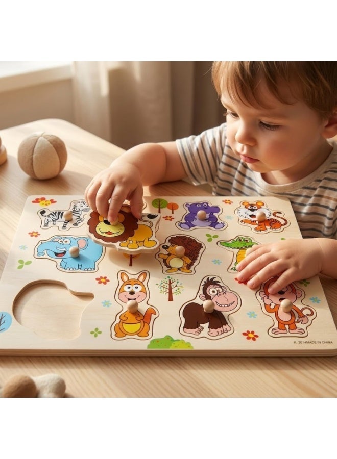 Twisoo Twisso 3pcs Mix Wooden 3D Peg Puzzle Set for Kids, Animal, Number & Vehicle Puzzle Boards, Montessori Educational Learning Toy, Fine Motor Skills, Hand Eye Coordination Activity for Boys & Girls - Image 3