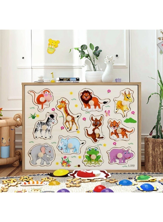 Twisoo Twisso 3pcs Mix Wooden 3D Peg Puzzle Set for Kids, Animal, Number & Vehicle Puzzle Boards, Montessori Educational Learning Toy, Fine Motor Skills, Hand Eye Coordination Activity for Boys & Girls - Image 4