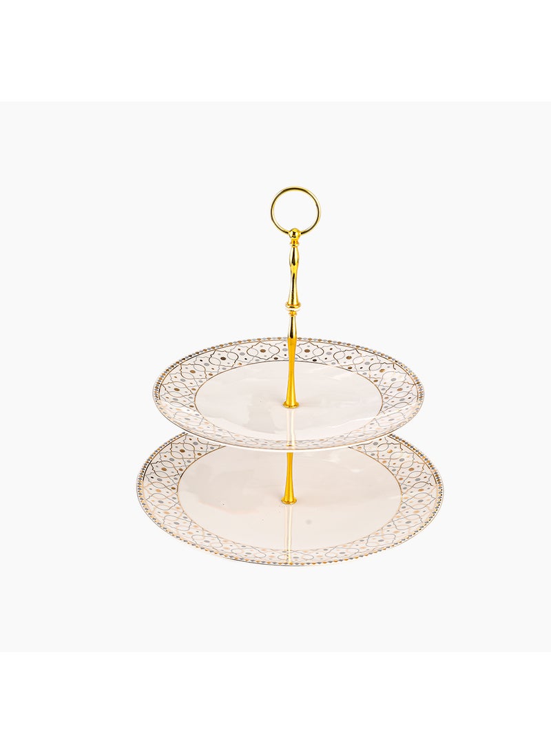 Homesmiths Homesmiths Ramadan  Rosa  Al Andalus 2-Tier Serving Platter - Moroccan Inspired , Ceramic ,Decorative Platter , Perfect For Appetizers, Desserts, And Snacks & Home Décor 