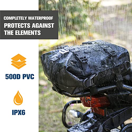 WILD HEART WILD HERAT Motorcycle Guard Bar Bag - Water-Resistant Rear Rack Trunk Motorbike Storage for Essential Gear and Accessories(Black) - Image 3