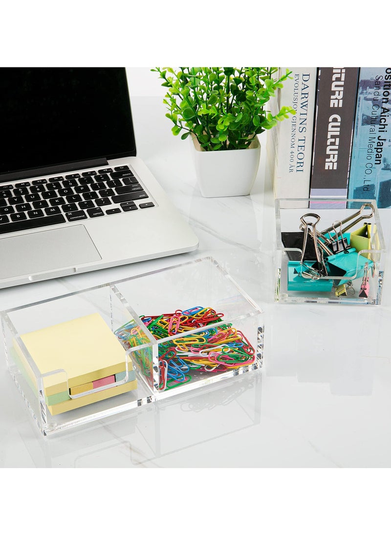 SYOSI - SYOSI Clear Acrylic Sticky Note Holder, 2 in 1 Acrylic Sticky Notes Dispenser, Memo Holder for 3x3 Note Pad for Desk Organization, Office, Home, Office Accessories - Image 1