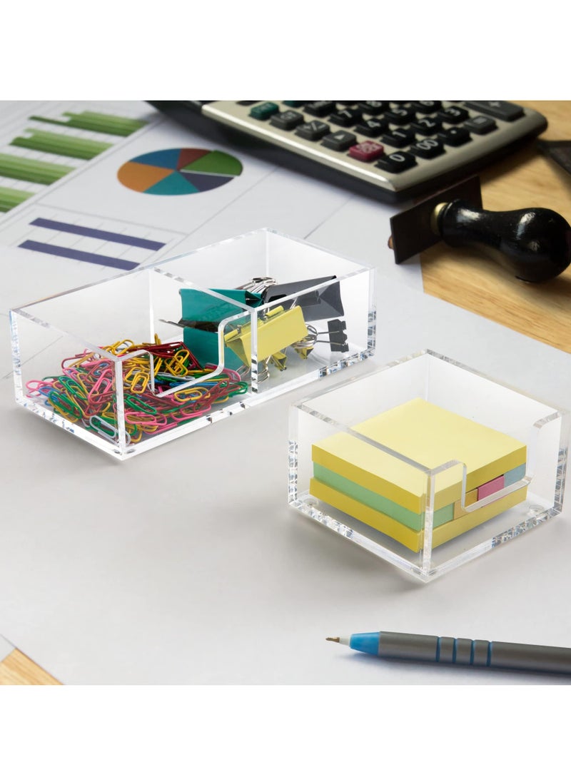 SYOSI SYOSI Clear Acrylic Sticky Note Holder, 2 in 1 Acrylic Sticky Notes Dispenser, Memo Holder for 3x3 Note Pad for Desk Organization, Office, Home, Office Accessories  - Image 2