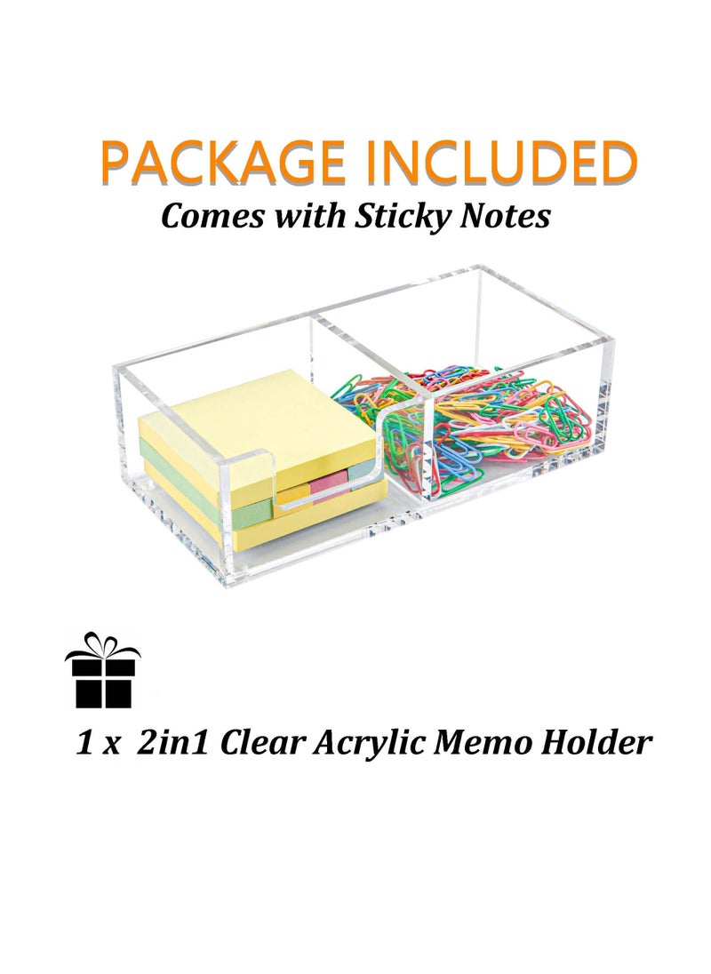 SYOSI SYOSI Clear Acrylic Sticky Note Holder, 2 in 1 Acrylic Sticky Notes Dispenser, Memo Holder for 3x3 Note Pad for Desk Organization, Office, Home, Office Accessories  - Image 5