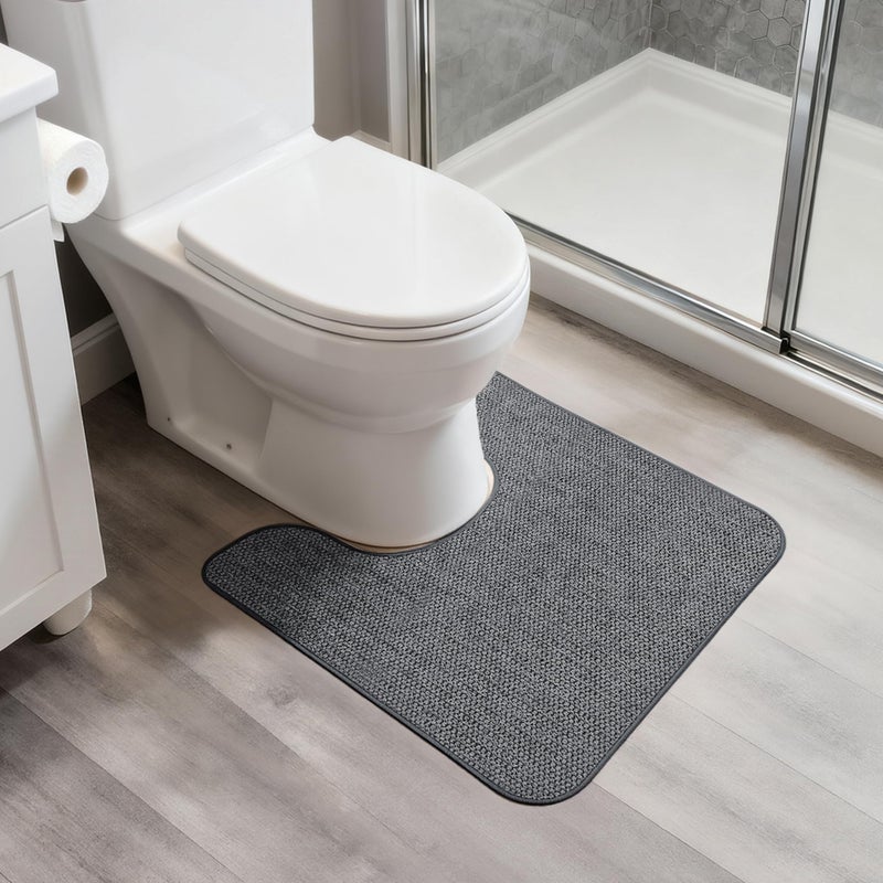 Bosap Toilet Rugs U Shaped Bathroom RugMachine Washable Non Slip Quick Dry Super Absorbent Ultra Thin Toilet Mats for Bathroom ToiletDark Grey18x220x24inch