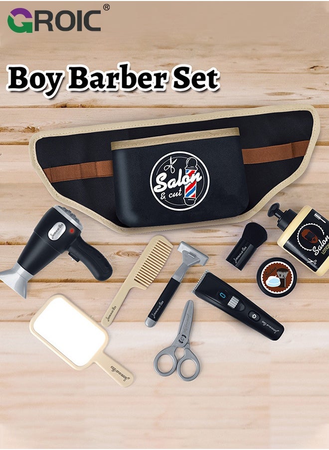 GROIC Barber Shop Pretend Play Toy with Toolbelt, Kids Shaving Kit for Boys, Haircut Kit for Boys，Hair Salon Toddler Play Set, with Blow Dryer,Storage Box for Role Play, Stylist Accessories  - Image 2