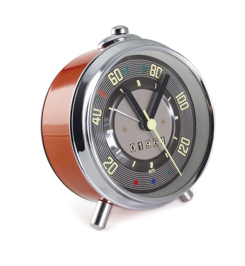BRISA BRISA VW Collection  Volkswagen Alarm Clock Timepiece in Speedometer Design from T1 Bus SpeedometerRed