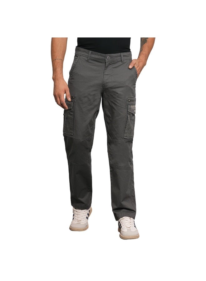 Being Human Mens Dark Charcoal Easy Fit Cargos - Image 1