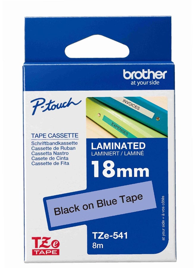 بروذر Labelling Tape Brother TZe-541 18mm Black on Blue Laminated Label Tape - Image 1
