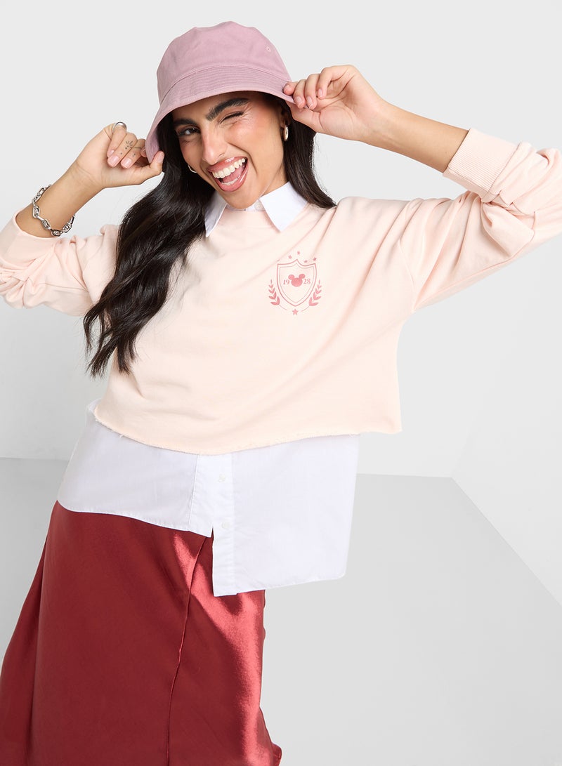 Disney Mickey Cropped Graphic Sweatshirt  - Image 1