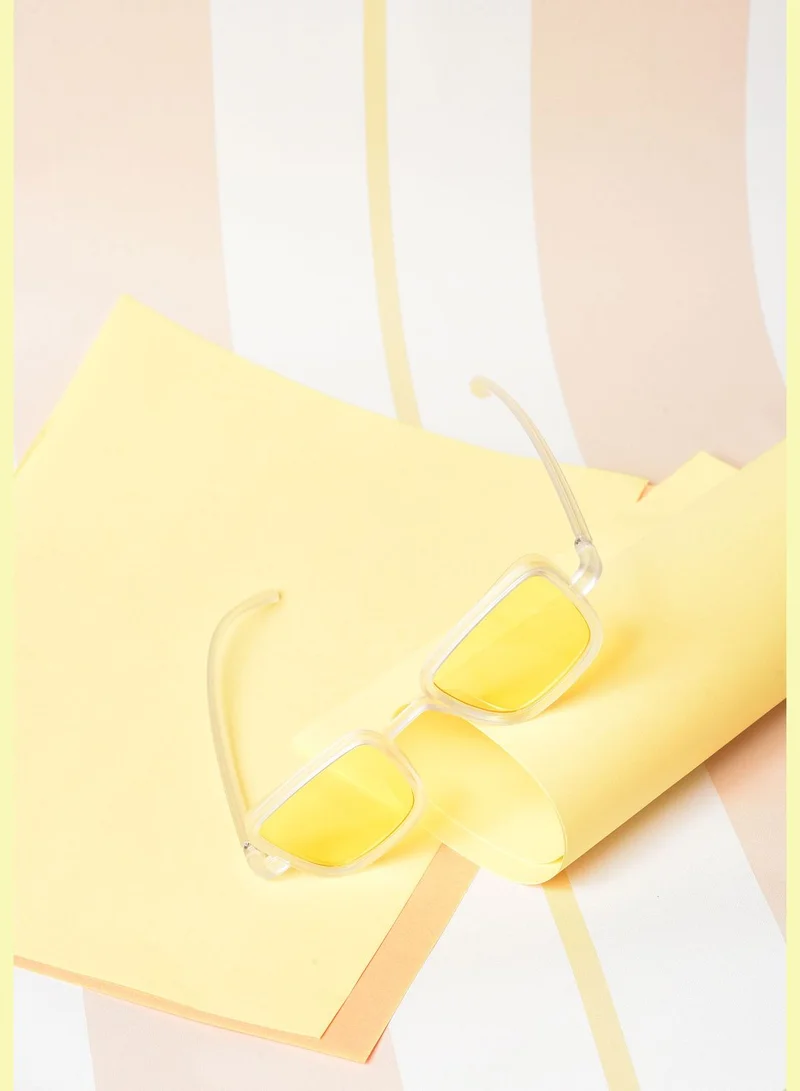 French Accent Men Yellow Lens Yellow Rectangle Sunglasses