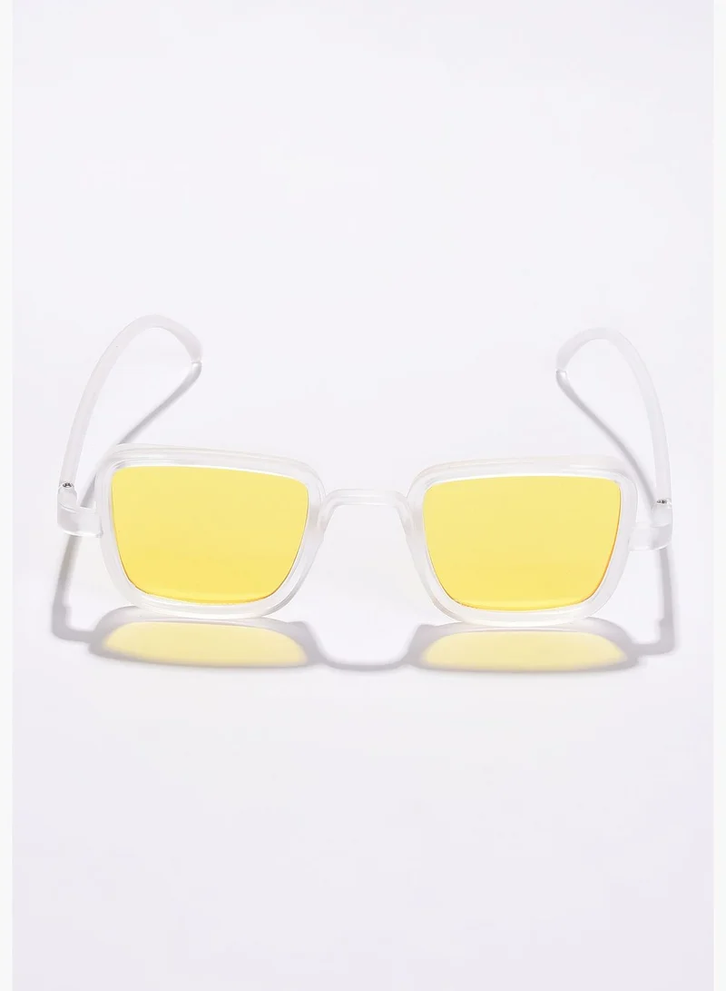 French Accent Men Yellow Lens Yellow Rectangle Sunglasses