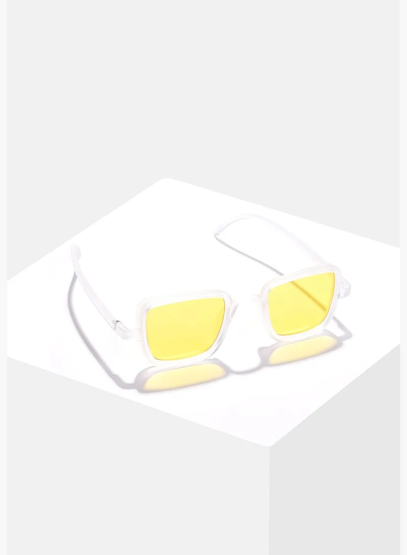 French Accent Men Yellow Lens Yellow Rectangle Sunglasses