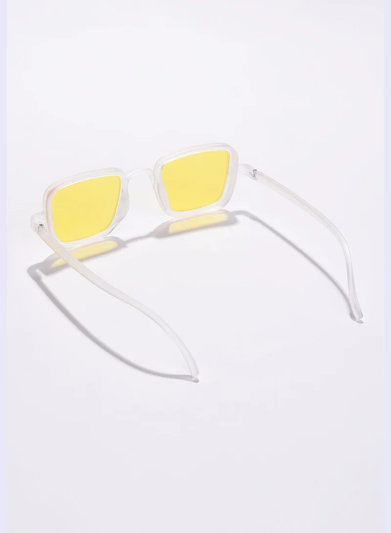 French Accent Men Yellow Lens Yellow Rectangle Sunglasses