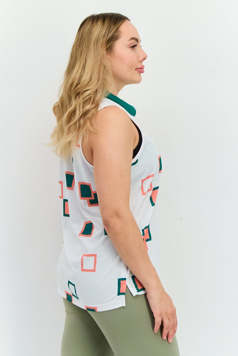 Lyle & Scott Women Spread Collar Sleeveless Brand Logo Top, White - Image 2