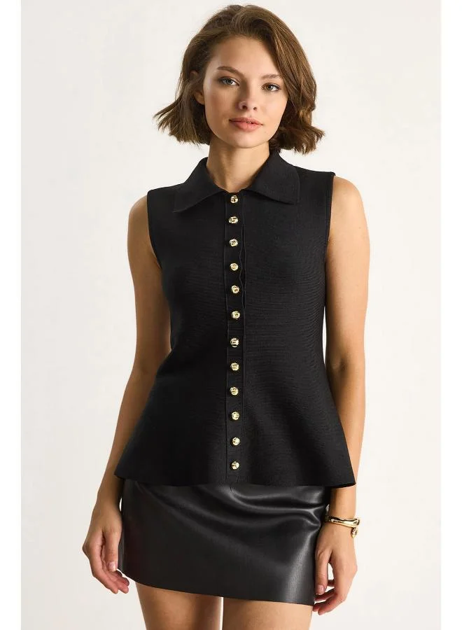 Ginger Button Up Peplum Vest