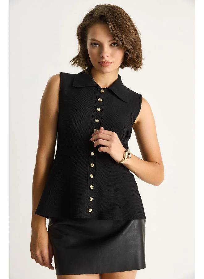 Ginger  Button Up Peplum Vest for Women | Best Price UAE