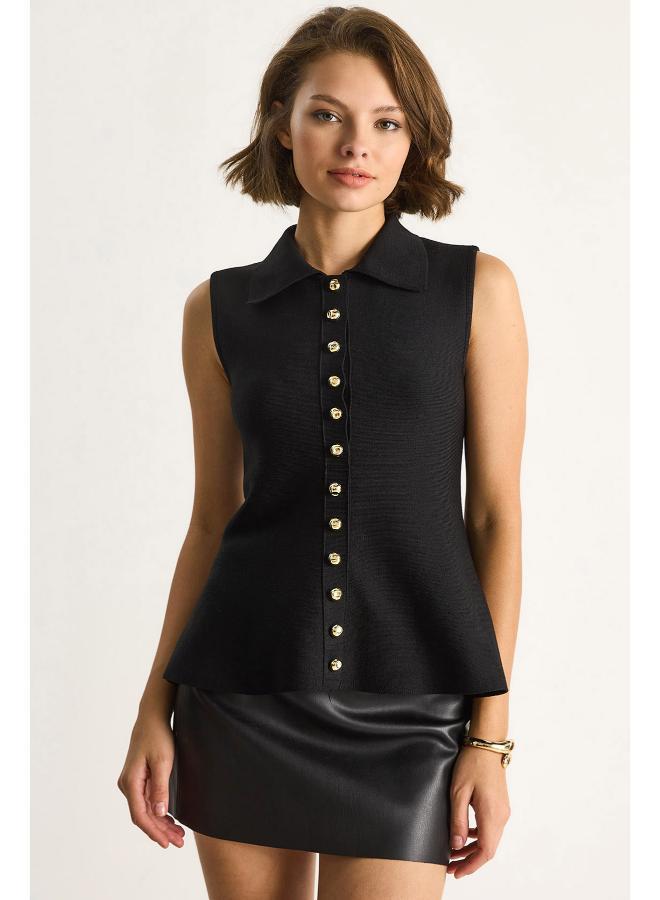 Ginger Button Up Peplum Vest - Image 1