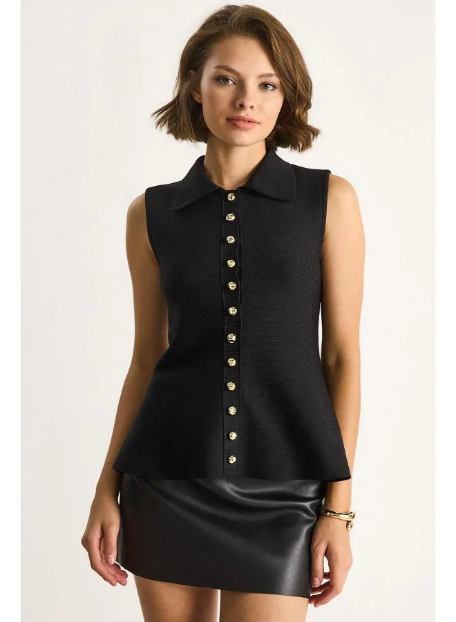 Ginger Button Up Peplum Vest