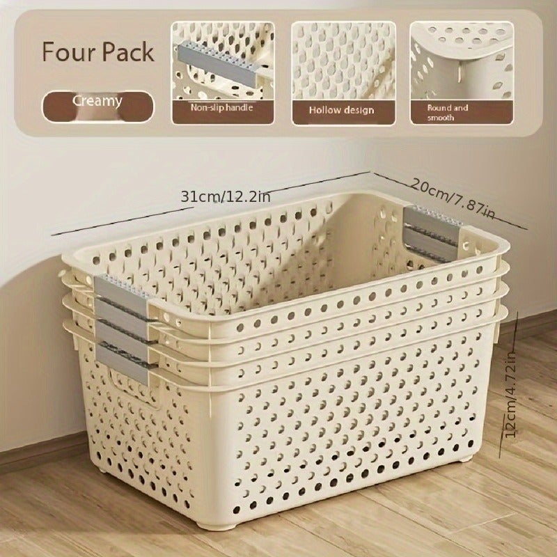 4pcs multifunctional plastic storage boxes, suitable for wardrobes and home decor- perfect for kitchens, bathrooms, bedrooms, offices, wall mounted wardrobe systems - Image 1